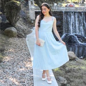 Rihoas Pastel Blue Sweetheart Neckline Midi Dress